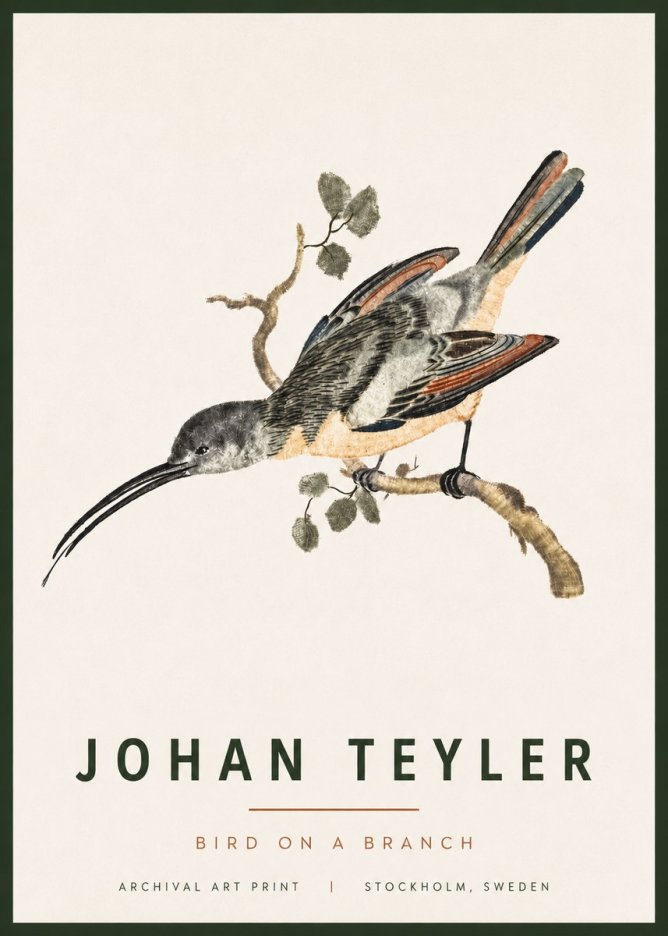 Johan Teyler Bird on a Branch No4 - Póster