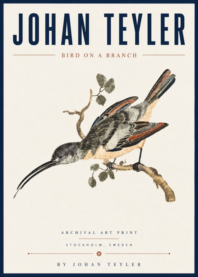 Johan Teyler Bird on a Branch No6 - Póster
