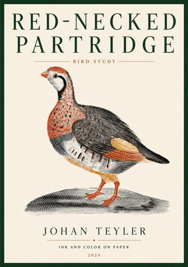 Johan Teyler Red-necked Partridge No4 - Póster