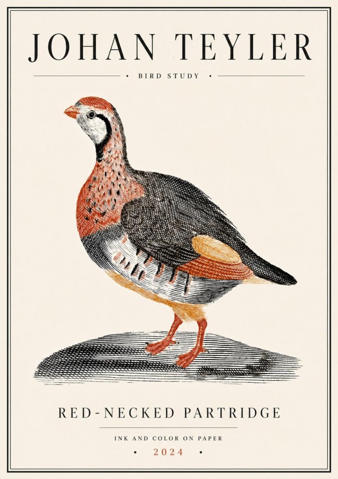 Johan Teyler Red-necked Partridge No6 - Póster