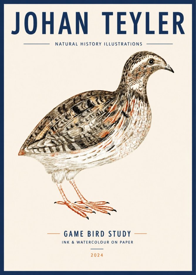 Johan Teyler Game Bird Study No3 - Póster