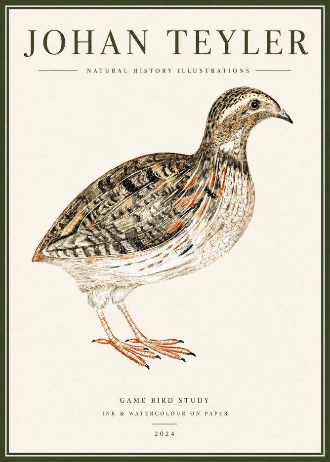 Johan Teyler Game Bird Study No5 - Póster