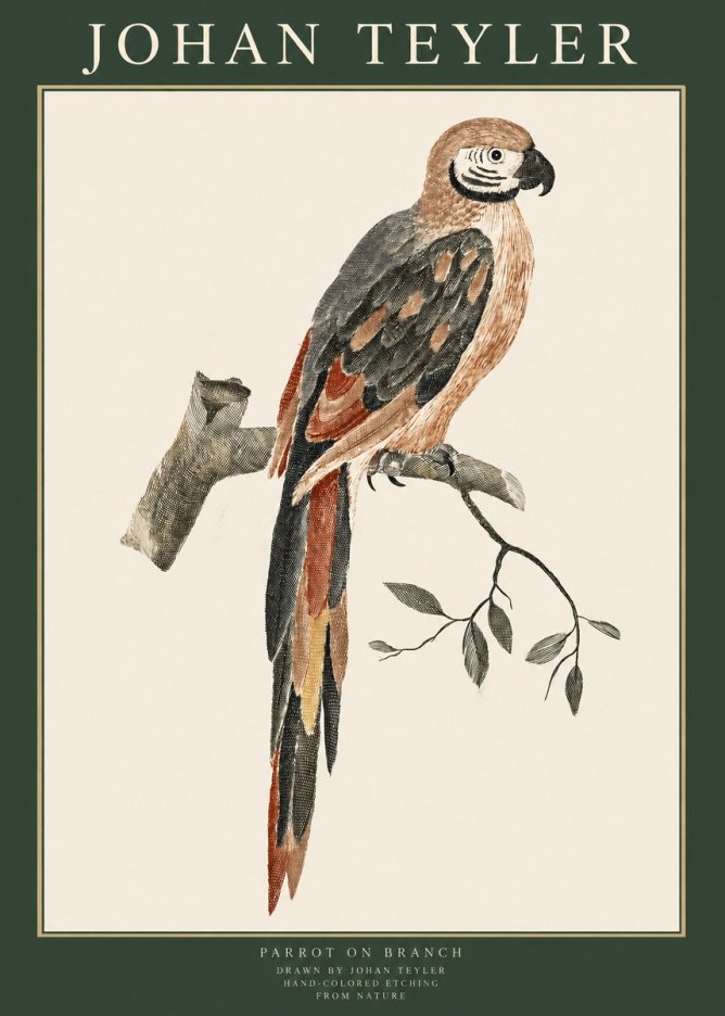 Johan Teyler Parrot on Branch No1 - Póster