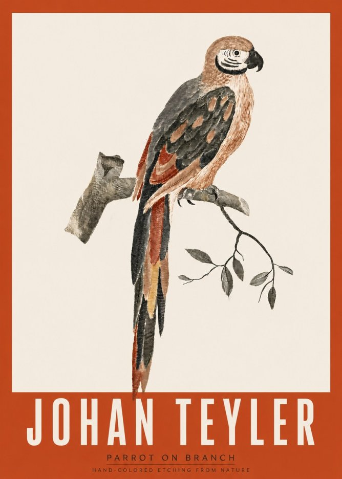 Johan Teyler Parrot on Branch No2 - Póster