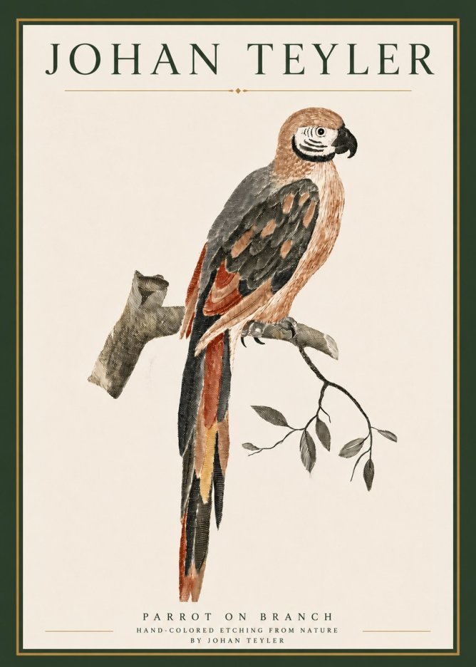 Johan Teyler Parrot on Branch No4 - Póster