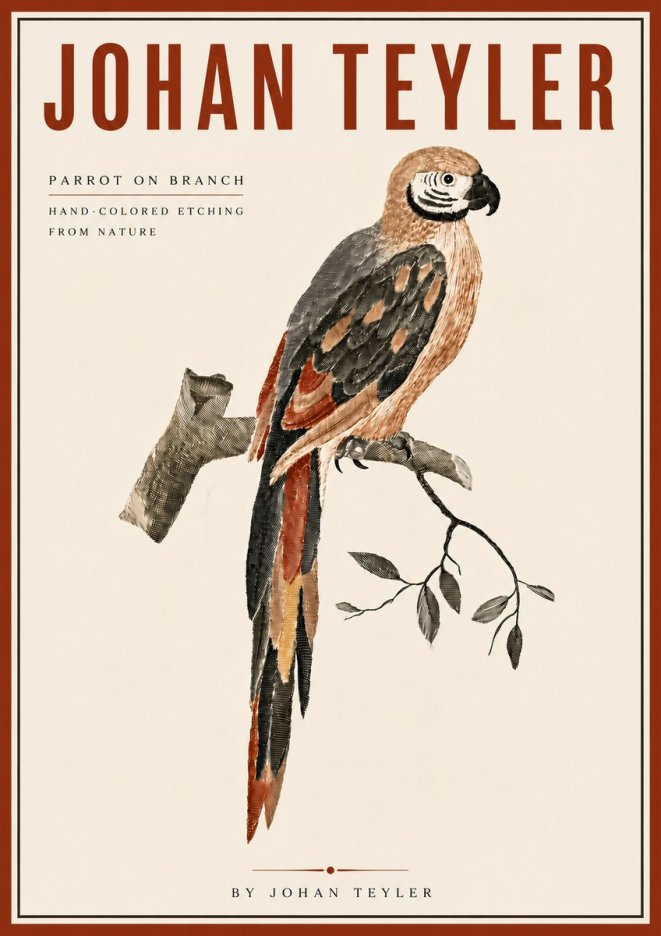 Johan Teyler Parrot on Branch No6 - Póster