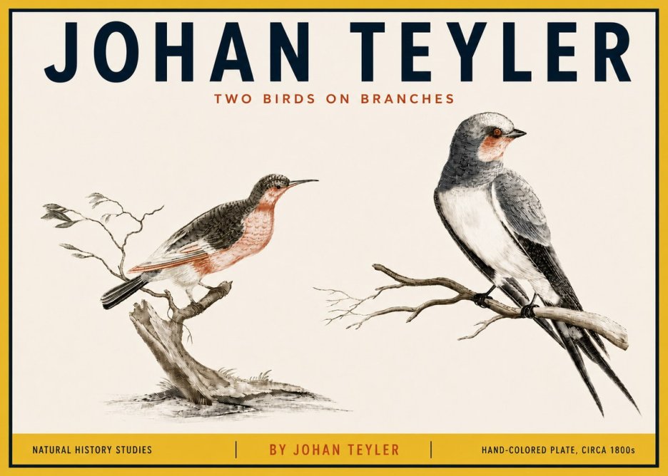Johan Teyler Two Birds on Branches No5 - Póster