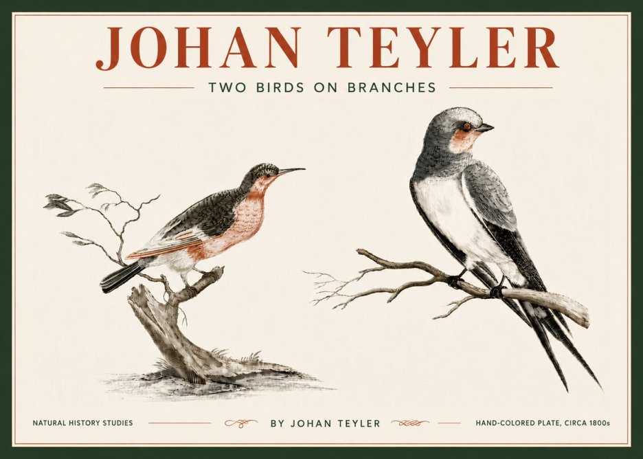 Johan Teyler Two Birds on Branches No6 - Póster