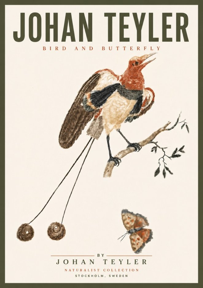 Johan Teyler Bird and Butterfly No6 - Póster