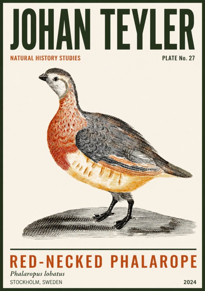Johan Teyler Red-necked Phalarope No3 - Póster