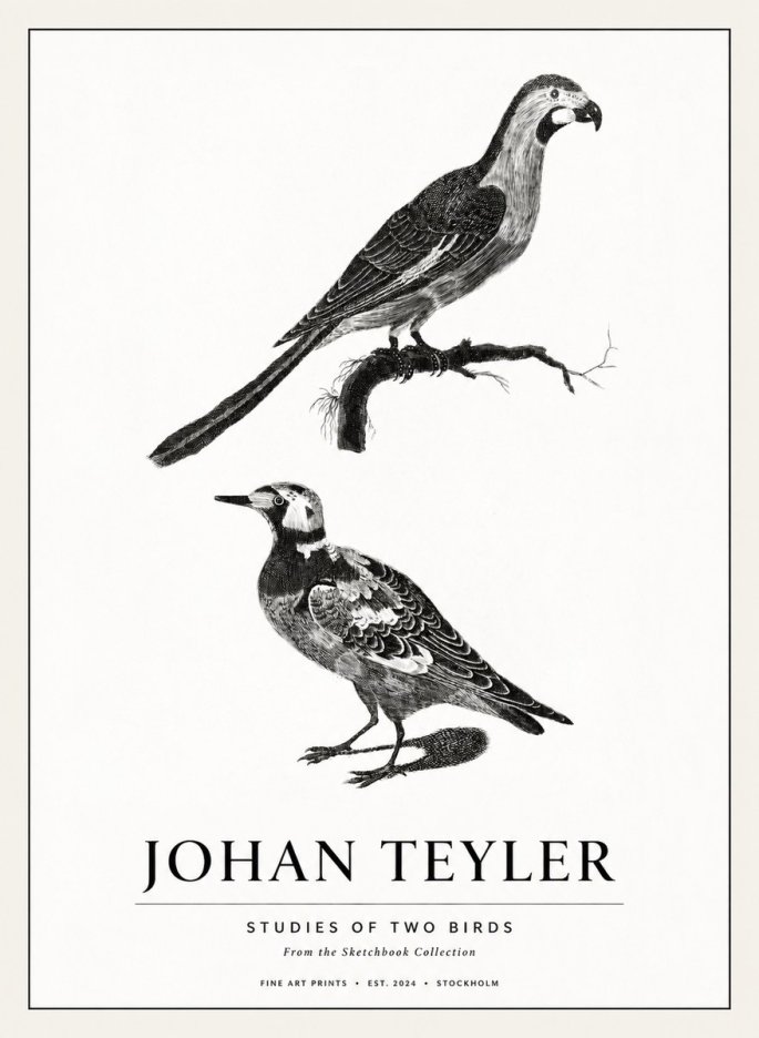 Johan Teyler Birds - Study of Two Species No3 - Póster