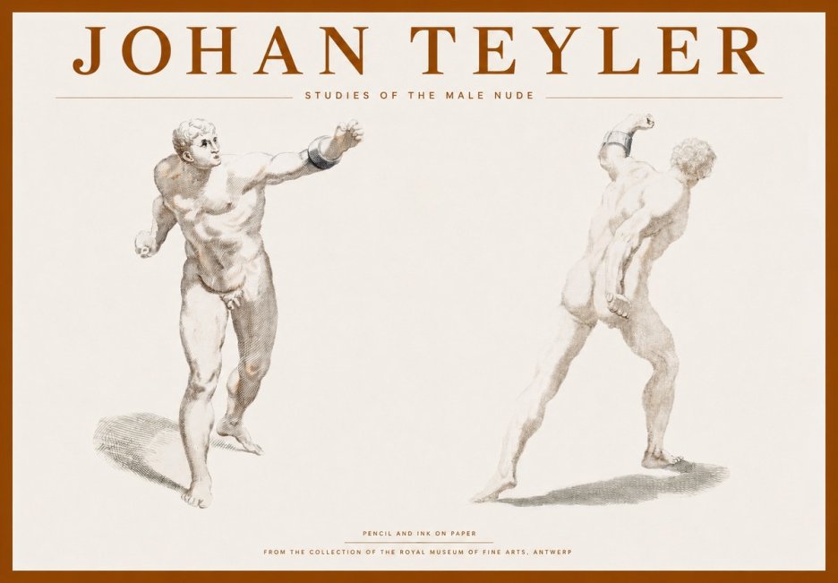 Johan Teyler Studies of the Male Nude No1 - Póster
