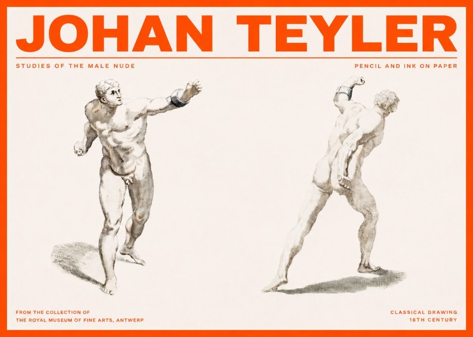 Johan Teyler Studies of the Male Nude No2 - Póster