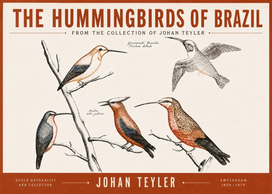 Johan Teyler The Hummingbirds of Brazil from the Collection of Johan Teyler No3 - Póster