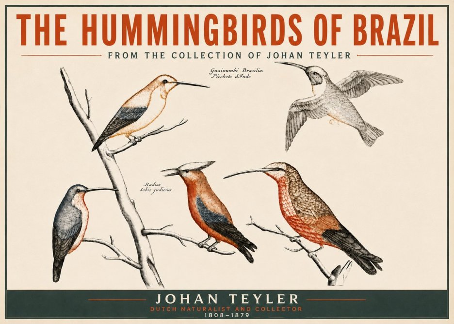 Johan Teyler The Hummingbirds of Brazil from the Collection of Johan Teyler No5 - Póster