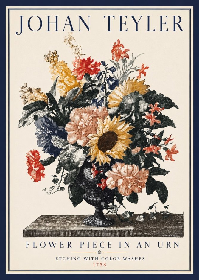 Johan Teyler Flower Piece in an Urn I No3 - Póster