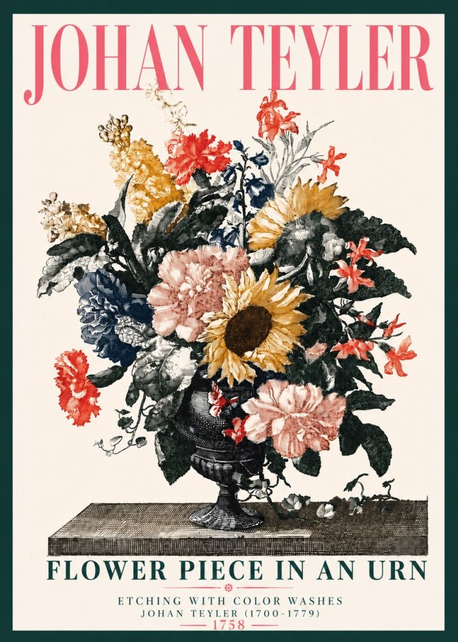 Johan Teyler Flower Piece in an Urn I No4 - Póster