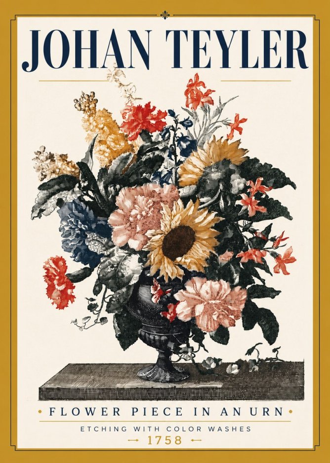 Johan Teyler Flower Piece in an Urn I No5 - Póster
