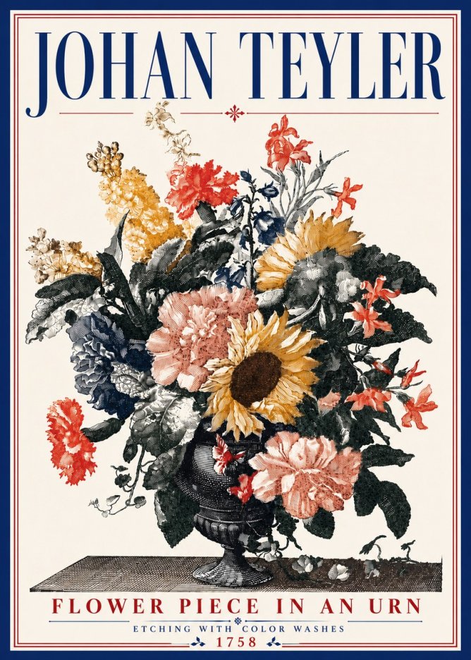 Johan Teyler Flower Piece in an Urn I No6 - Póster