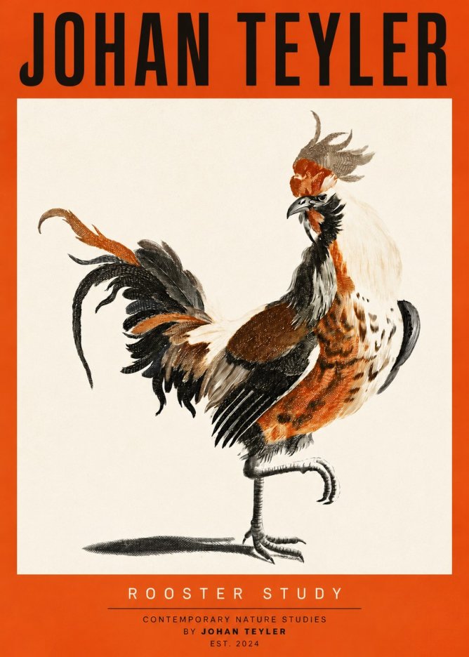 Johan Teyler Rooster Study No2 - Póster