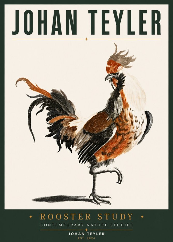 Johan Teyler Rooster Study No3 - Póster