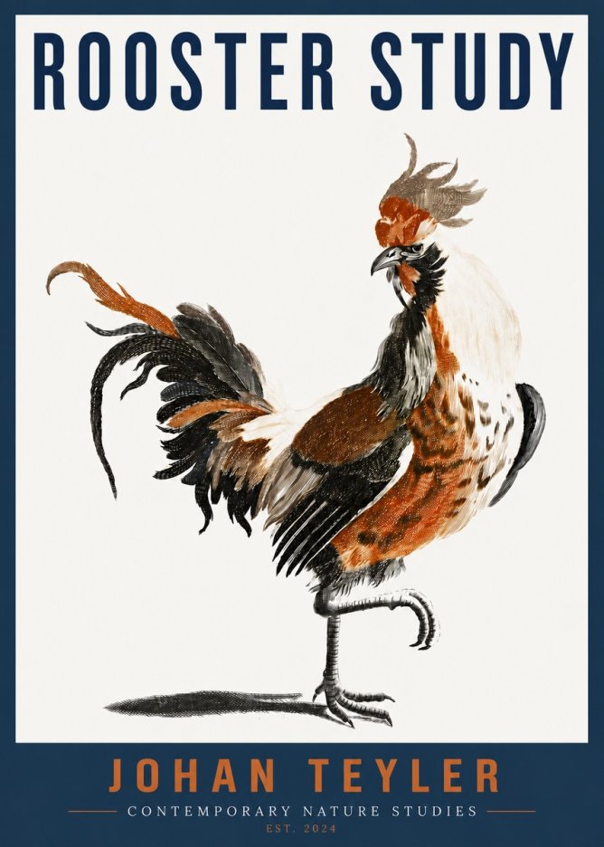 Johan Teyler Rooster Study No4 - Póster