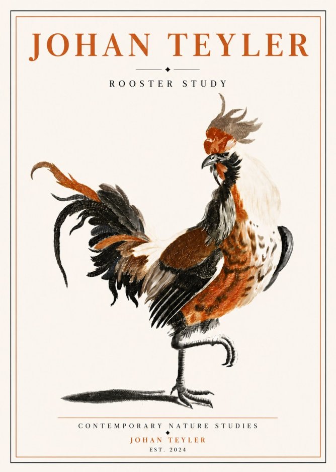 Johan Teyler Rooster Study No5 - Póster
