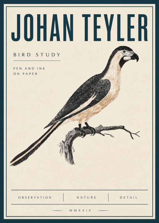 Johan Teyler Bird Study I No4 - Póster