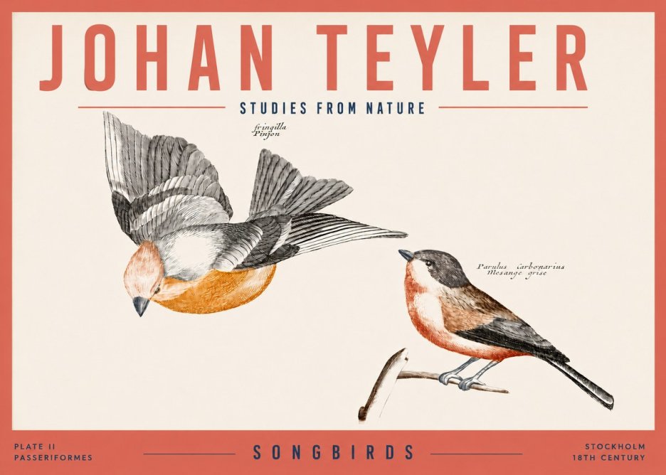 Johan Teyler Songbirds - Plate Ii No3 - Póster