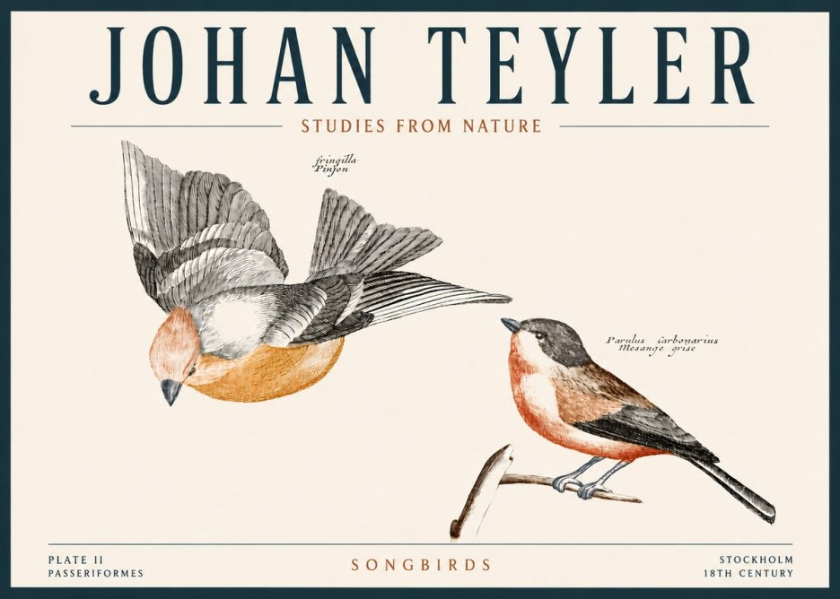 Johan Teyler Songbirds - Plate Ii No4 - Póster
