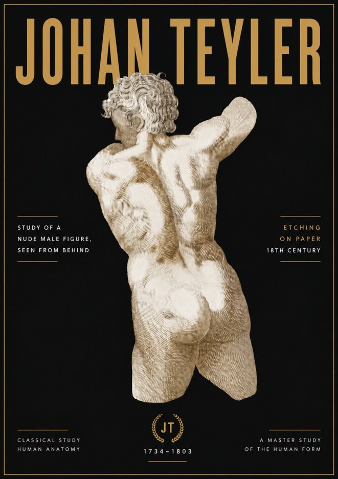 Johan Teyler Study of a Nude Male Figure, Seen from Behind No6 - Póster