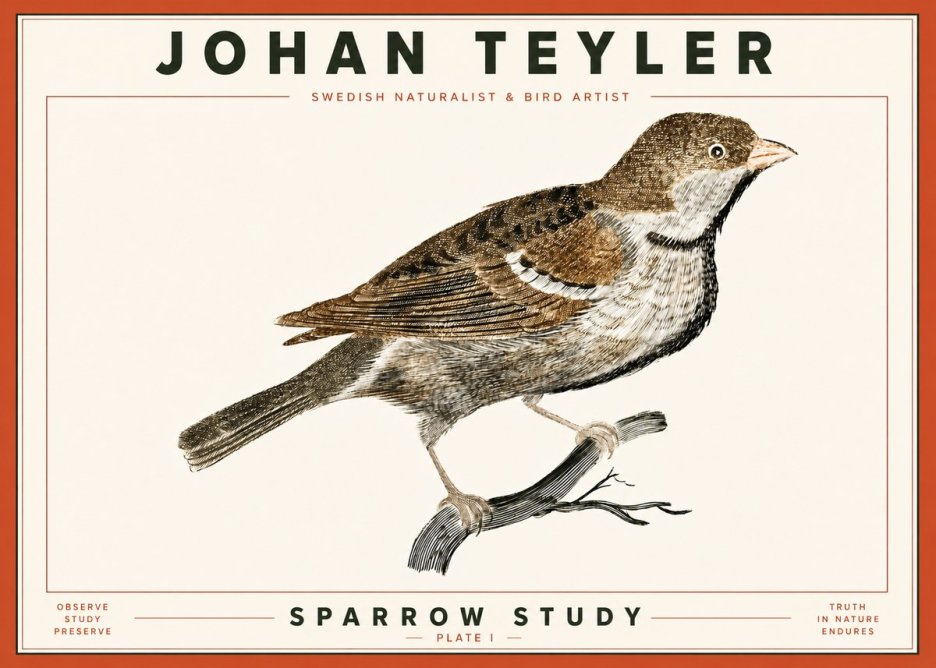 Johan Teyler Sparrow Study No4 - Póster