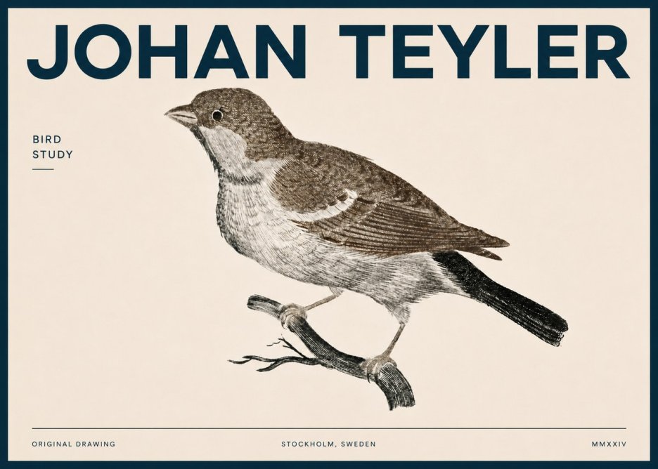 Johan Teyler Bird Study II No4 - Póster