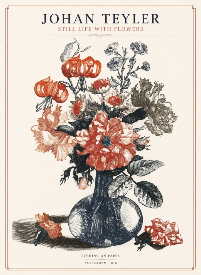 Johan Teyler Still Life with Flowers No1 - Póster