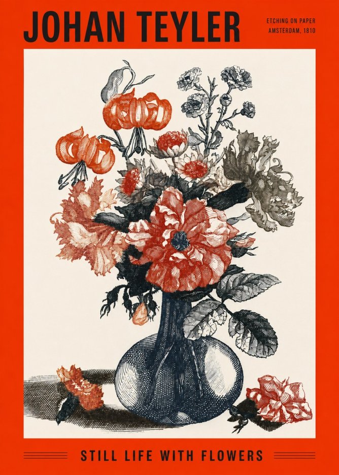 Johan Teyler Still Life with Flowers No2 - Póster