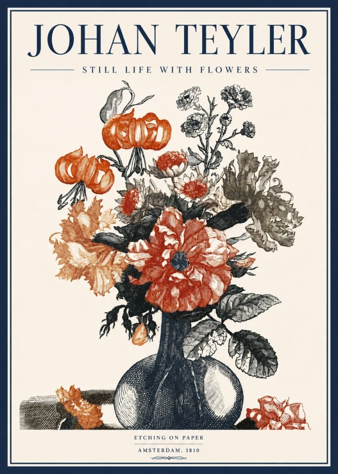 Johan Teyler Still Life with Flowers No3 - Póster