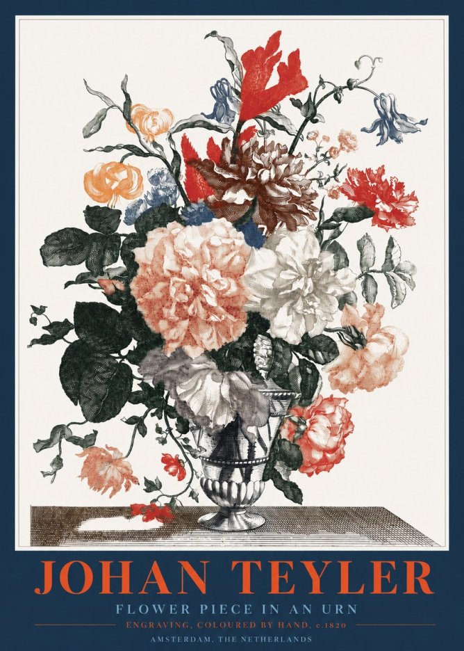 Johan Teyler Flower Piece in an Urn II No2 - Póster