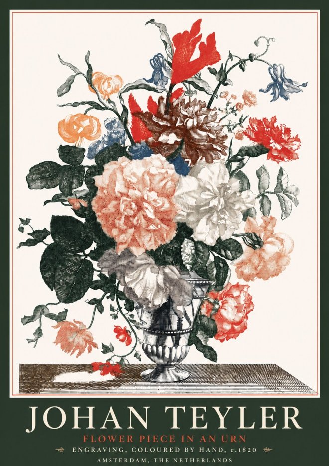 Johan Teyler Flower Piece in an Urn II No4 - Póster