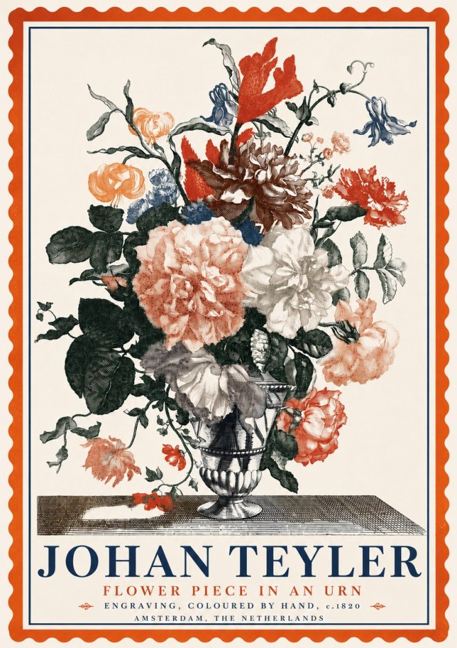 Johan Teyler Flower Piece in an Urn II No5 - Póster