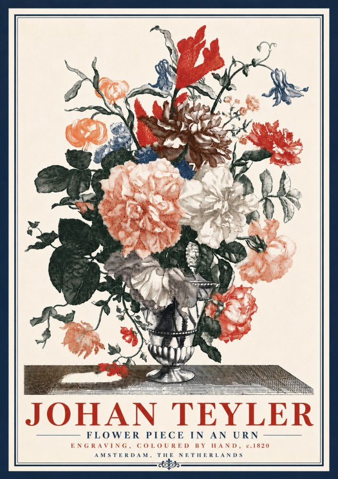 Johan Teyler Flower Piece in an Urn II No6 - Póster