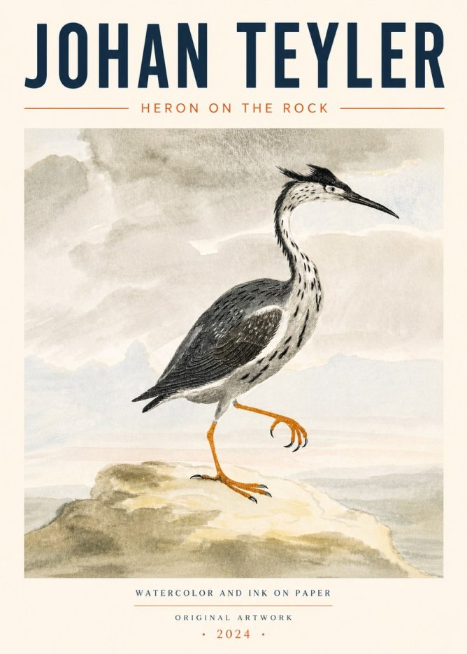 Johan Teyler Heron on the Rock No4 - Póster