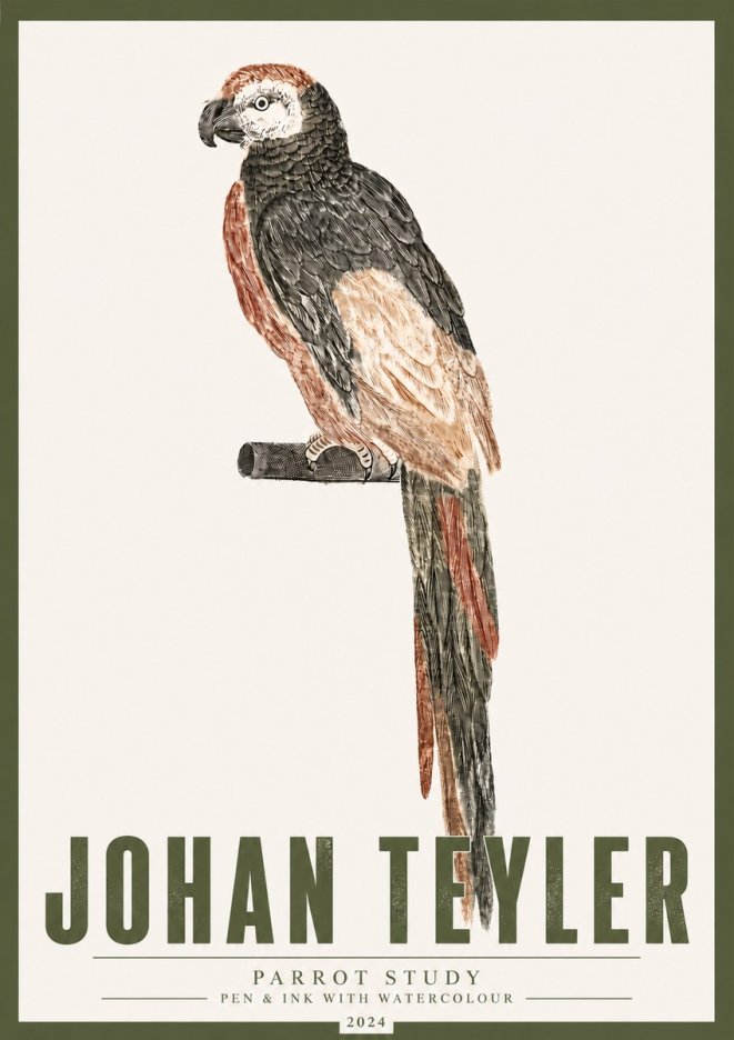 Johan Teyler Parrot Study II No4 - Póster