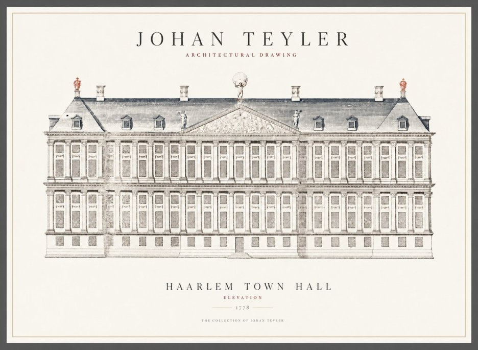 Johan Teyler Haarlem Town Hall - Elevation - 1778 No1 - Póster