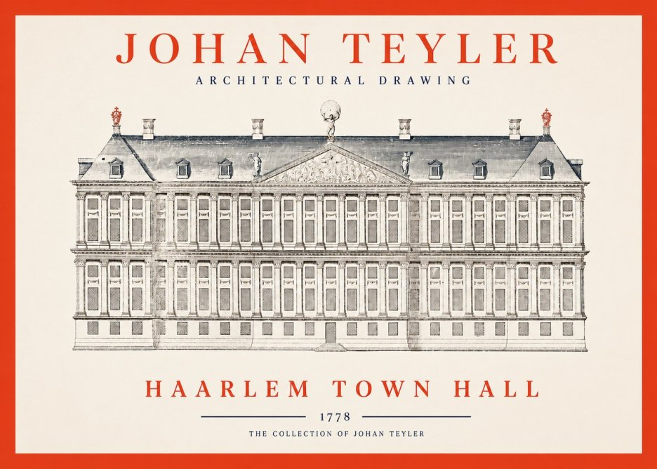 Johan Teyler Haarlem Town Hall - Elevation - 1778 No2 - Póster