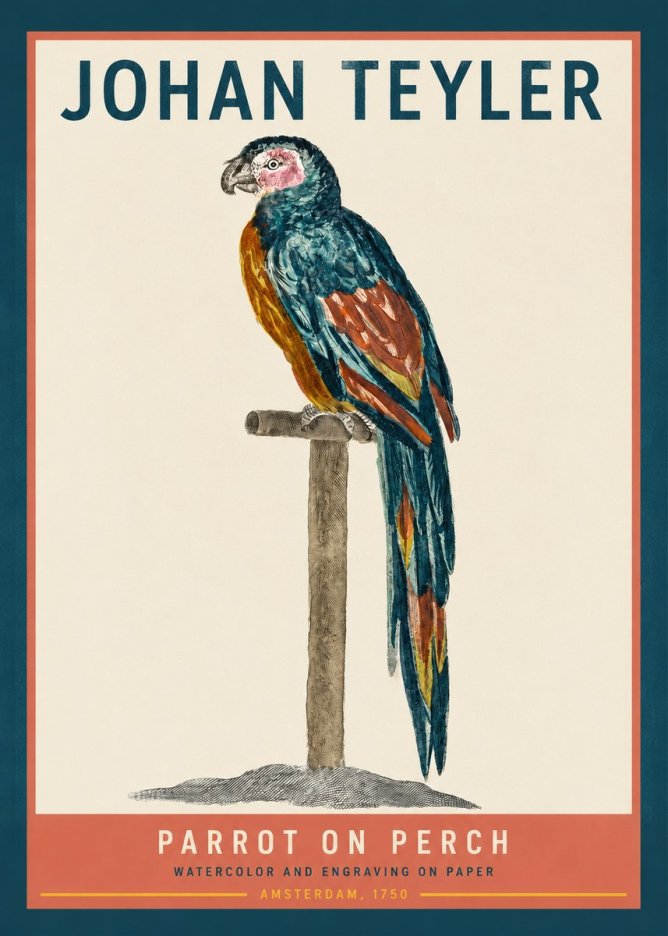 Johan Teyler Parrot on Perch No2 - Póster