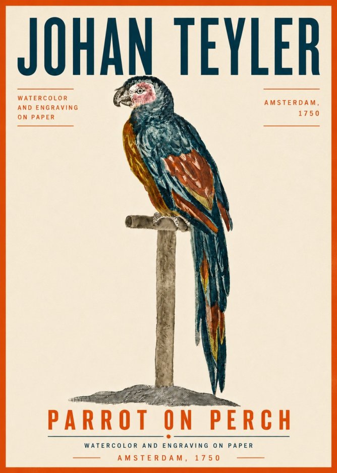 Johan Teyler Parrot on Perch No6 - Póster