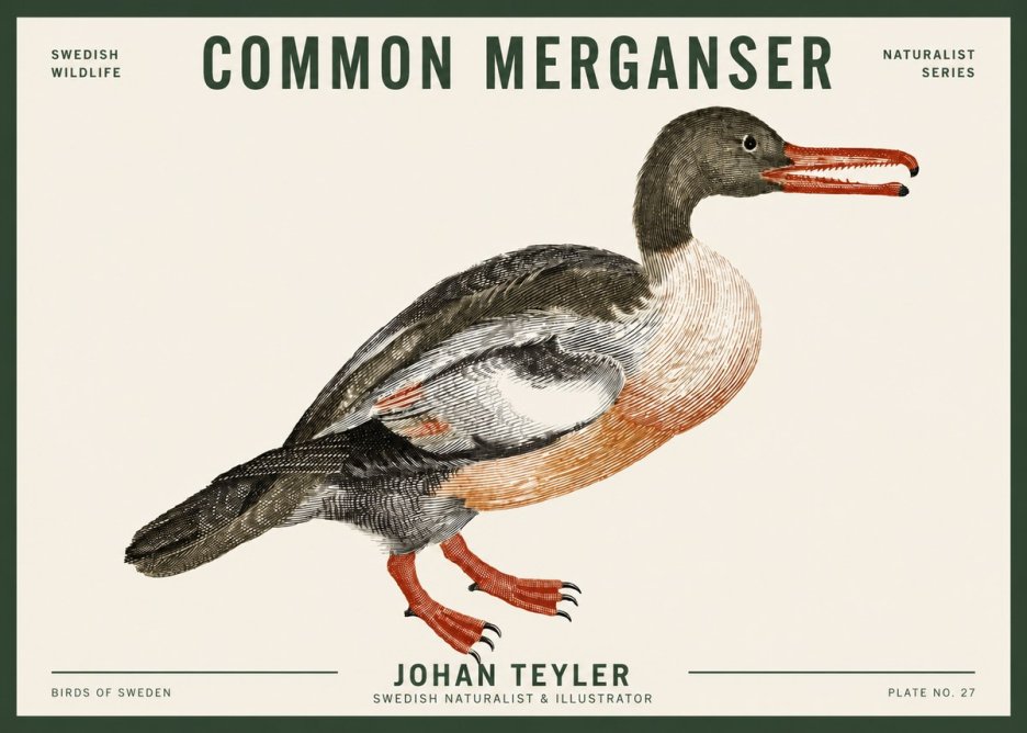 Johan Teyler Common Merganser No3 - Póster