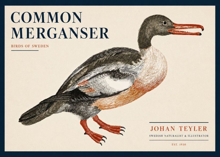 Johan Teyler Common Merganser No5 - Póster