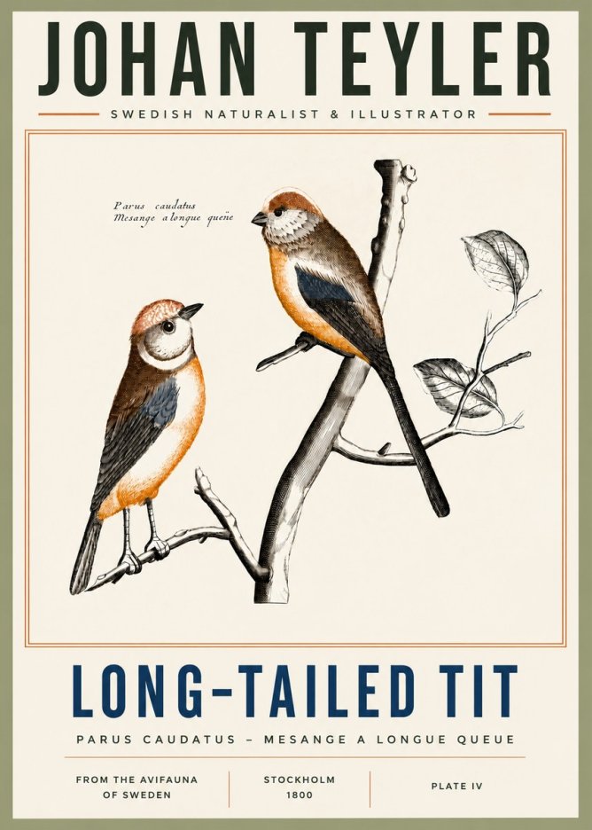 Johan Teyler Long-tailed Tit No4 - Póster