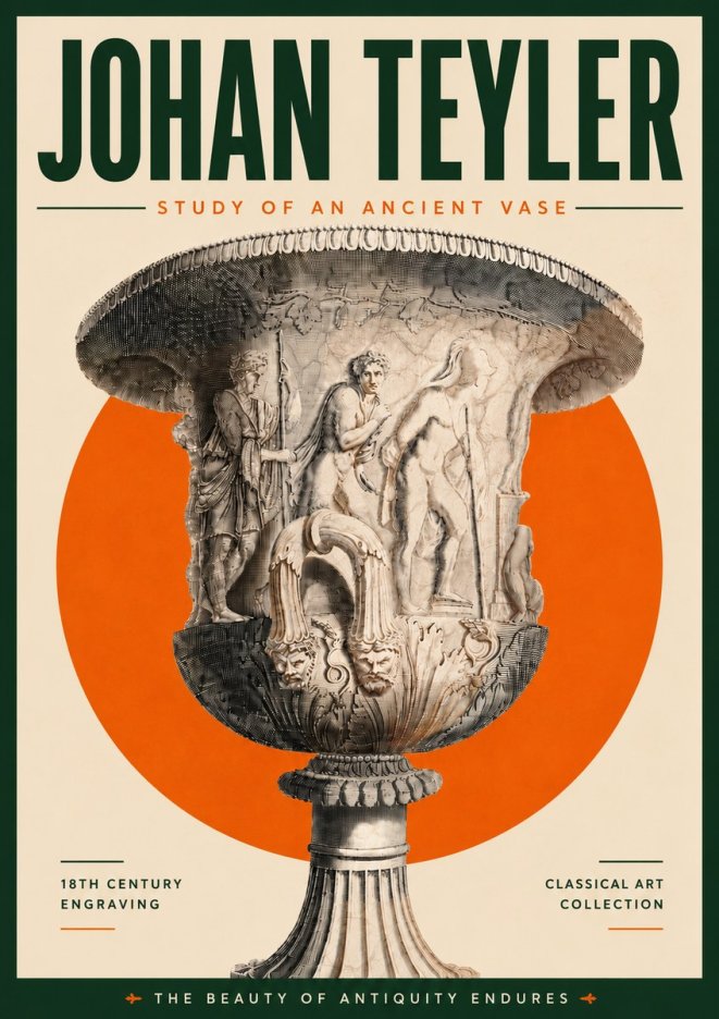 Johan Teyler Study of an Ancient Vase No5 - Póster